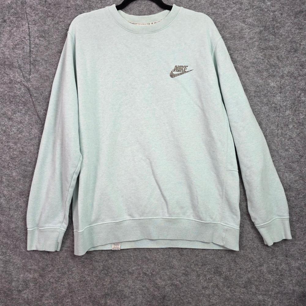 Nike Move To Zero Crewneck Sweatshirt Mint Green Heather Speckled Mens L READ